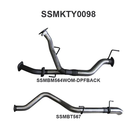TOYOTA VDJ200 SERIES 2.5IN TWIN INTO SINGLE STAINLESS 3IN DPF BACK EXHAUST WITH 4IN TIP