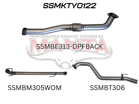 TOYOTA HILUX GUN126R 2.8L D4D 3IN DPF BACK STAINLESS EXHAUST