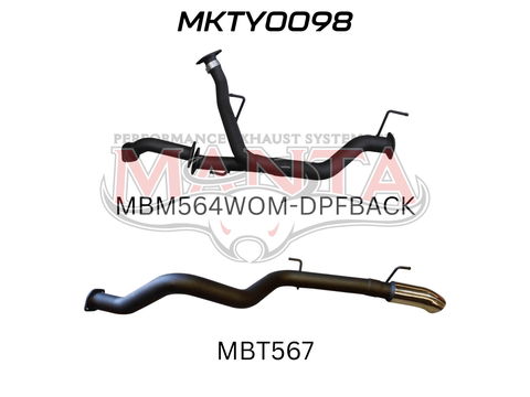 TOYOTA VDJ200 SERIES 4.5L DIESEL DPF BACK EXHAUST 2.5IN TWIN INTO SINGLE 3" DPF BACK, WITH 4" TIP
